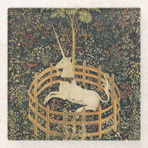 Eenhoorn Tapestries Captivity Middeleeuws Tapestry Glazen Onderzetter