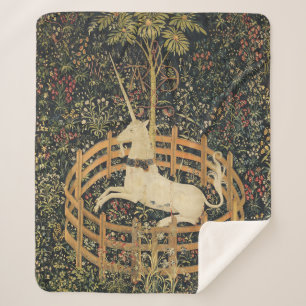 Eenhoorn Tapestries Captivity Middeleeuws Tapestry Sherpa Deken