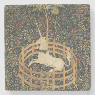 Eenhoorn Tapestries Captivity Middeleeuws Tapestry Stenen Onderzetter