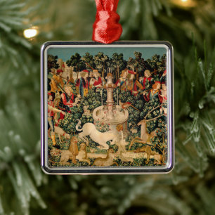 Eenhoorn tapijten gevonden legende mythisch metalen ornament