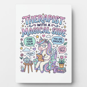 Eenhoorn therapeut met een magische kant cadeau id fotoplaat