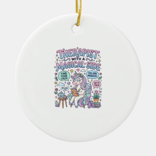 Eenhoorn therapeut met een magische kant cadeau id keramisch ornament