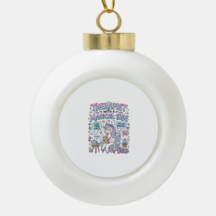 Eenhoorn therapeut met een magische kant cadeau id keramische bal ornament