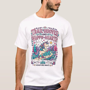 Eenhoorn Trail Hoeven en Gelukkige Harten Kleurrij T-shirt