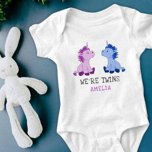Eenhoorn Tweeling Jongen Meisje Baby Body met Naam Romper