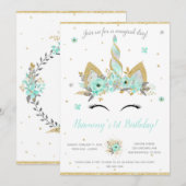 Eenhoorn Uitnodiging voor Feest (Voorkant / Achterkant)