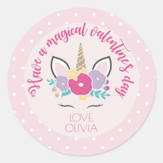 Eenhoorn Valentijnsdag Sticker (Voorkant)