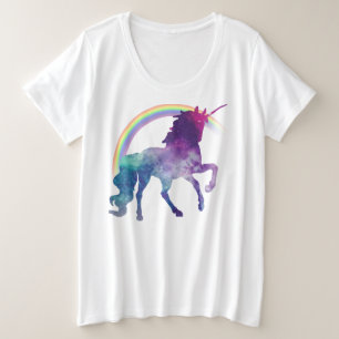 Eenhoorn van de Waterverf van de melkweg de Ruimte Grote Maat T-shirt