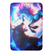 Eenhoorn vecht tegen een Warewolf Badmat (Voorkant Verticaal)