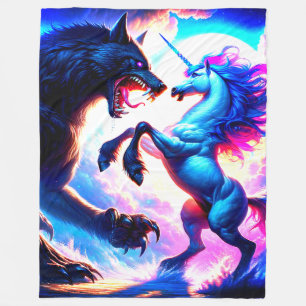 Eenhoorn vecht tegen een wolf fleece deken