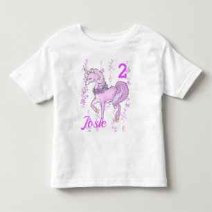 Eenhoorn Verjaardag T-shirt Kleine Meisjes NAAM LE