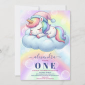 Eenhoorn Verjaardag Uitnodiging 1e (Voorkant)