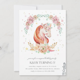 Eenhoorn Verjaardag uitnodiging 5 jaar