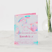 eenhoorn verjaardag Vouw Uitnodiging