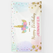 Eenhoorn verjaardagsbanner Magisch Roze en Goud Me Spandoek (Verticaal)