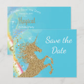Eenhoorn Verjaardagsfeest Save The Date Briefkaart (Voorkant / Achterkant)