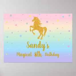 Eenhoorn Verjaardagsfeestje Foto Achtergrond Poster