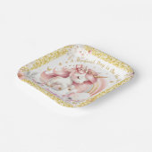 Eenhoorn Verjaardagsfeestje Meisje Blush Pink & Go Papieren Bordje (Gebogen)