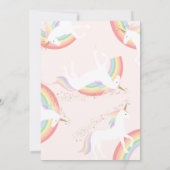 Eenhoorn verjaardagsfeestuitnodiging regenboog mod kaart (Achterkant)