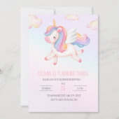 Eenhoorn Verjaardagsuitnodiging, Eenhoorn Regenboo Kaart (Voorkant)