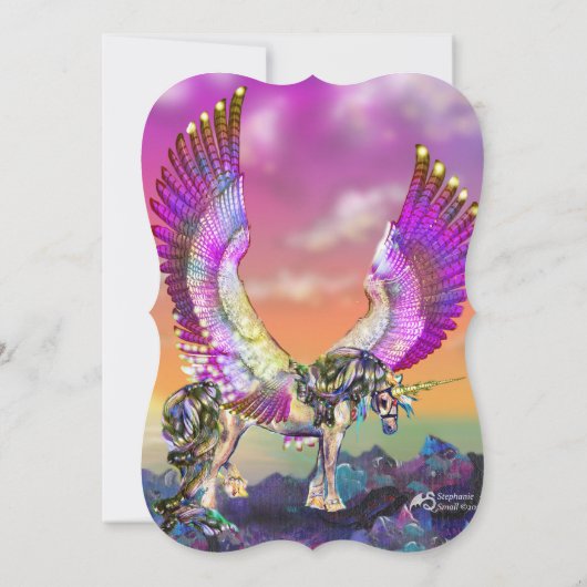 Eenhoorn Verjaardagsuitnodiging Paarse Blauw Roze Kaart (Achterkant)