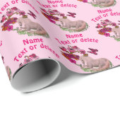 eenhoorn vlinders bloemen gepersonaliseerd cadeaupapier (Rol Hoek)