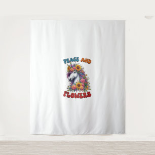 Eenhoorn Vrede en Bloemen Bloemen Kroontank Wandkleed