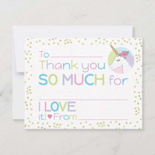 Eenhoorn Vul in de lege briefpapier Dank u Notitiekaartje (Voorkant)