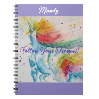 Eenhoorn Watercolor Schildering Meisjes Naam Notit Notitieboek