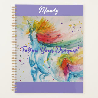 Eenhoorn Watercolor Schildering Meisjes Naam Notit Planner