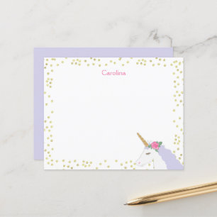 Eenhoorn Waterverf Roze Gouden Dot Meisje's Note K