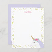 Eenhoorn Waterverf Roze Gouden Dot Meisje's Note K (Voorkant / Achterkant)