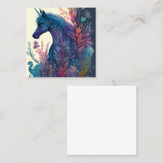 Eenhoorn, Waterverf van kleurrijke bloemen Contactkaartje (Voorkant / Achterkant)
