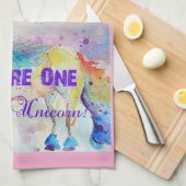 Eenhoorn Waterverf Vrouwen Bord Roze Theedoek (Quarter Fold)