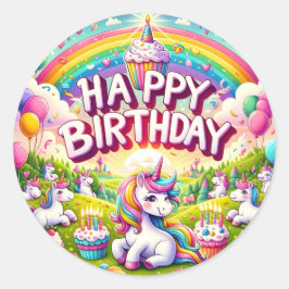 Eenhoorn Whimsical verjaardagsfeestjes stickers