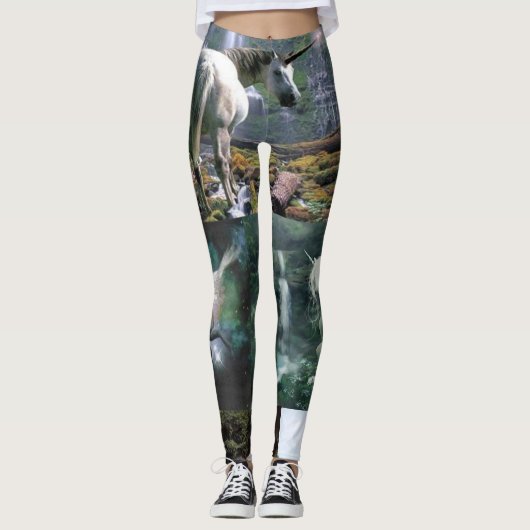 eenhoorn - witte lange leggings (Voorkant)