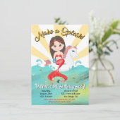 Eenhoorn Zeemeermin Zwembad Party Verjaardagsfeest Kaart (Staand voorkant)