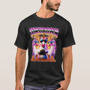 Eenhoorn Zonnebril 90s Retro Bootleg Stijl T-shirt