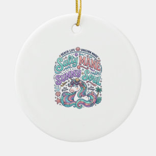Eenhoorn Zoutige Manen Zonnige Ziel Retro Stijl T- Keramisch Ornament
