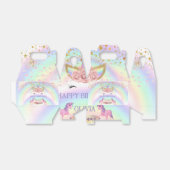 Eenhoornfeest Regenboog 1e verjaardag grillig meis Bedankdoosjes (Uitgevouwen)