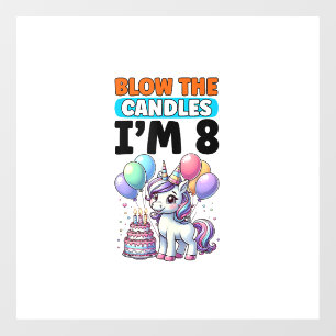 Eenhoornkinderen 8e verjaardagsfeestje Jongen 8 ja Raamsticker