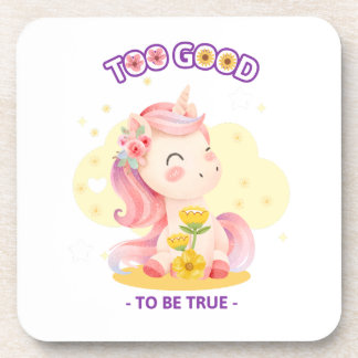 Eenhoornportret met bloemenkroon bier onderzetter