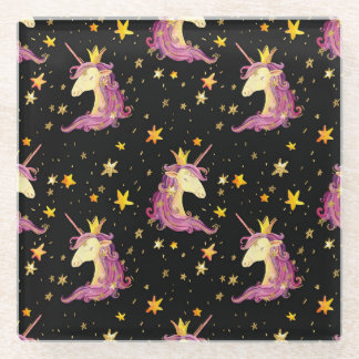 Eenhoornprinses: Waterverf sprookje Glazen Onderzetter