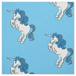 Eenhoornprint katoenen stof per yard Blauw