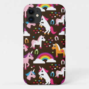 eenhoornregenboogpaard met kinder achtergrond iPhone 11 hoesje