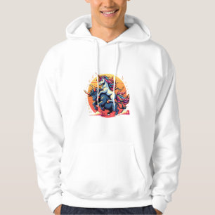 Eenhoornrijdende stier Jongens Meisjes Mannen Vrou Hoodie