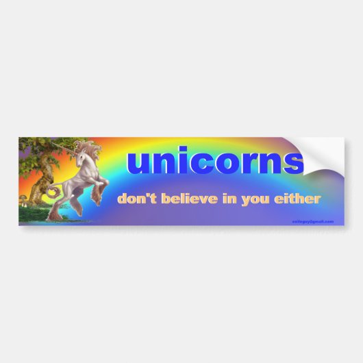 eenhoorns bumpersticker (Voorkant)