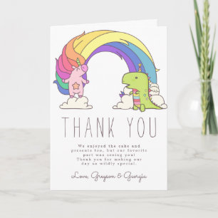 Eenhoorns & Dinosauriërs Verjaardag Bedankt