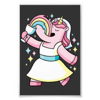 eenhoorns en regenbogen foto afdruk