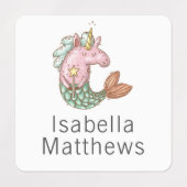 Eenhoorns en regenbogen met kindernaam labels (Design 1)